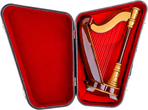 Dselvgvu (7.87"x4.41"x2.28") Wooden Miniature Harp with Case Mini Musical Instrument Harp Replica Collectible Figurines