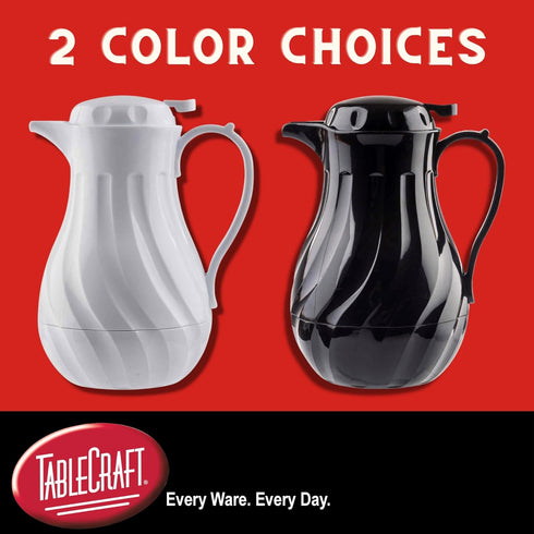 Tablecraft 64 Ounce Insulated Coffee Server, Tea and Hot Water Beverage Dispenser, Swirl Thermal Triple Wall, BPA Free,