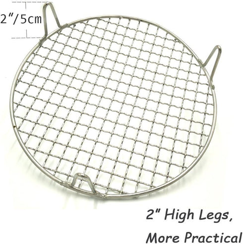 Grill Wire Cooling Racks, 2" Height Legs for Oven Use, Dia 11" Stainless Round Cooking Racks for Barbecue