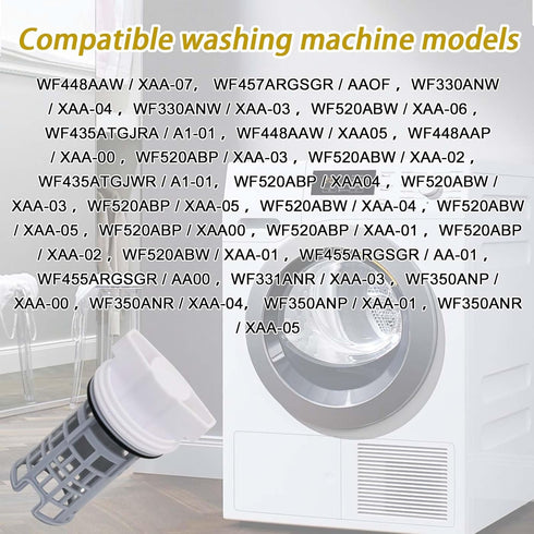 DC97-16991A Washing Machine Drain Pump Filter for Samsung WF42H5000AW, WF42H5600AP, Washer Drain Pump
