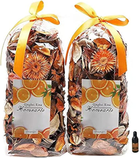 Qingbei Rina Fall Potpourri Bags, Orange Scented Dried Flowers, Autumn Decorative Bowl Filler, 8.4oz