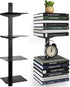 Invisible Floating Bookshelf for Wall Mounted - 4 Tier Vertical Spine Book Tower, Heavy-Duty Metal Organizers, 2 Pack
