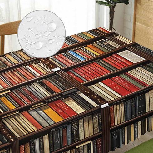 Beabes 52x70 Inch Tablecloth Bookshelf, Library Bookshelves Books Rectangular Table Cover Kitchen Table Cloth