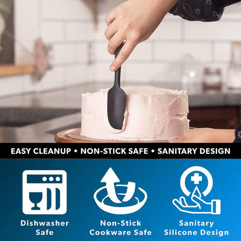 DI ORO Seamless Series Mini Silicone Spatula - BPA Free, Pro-Grade, 600ºF Heat-Resistant, Black