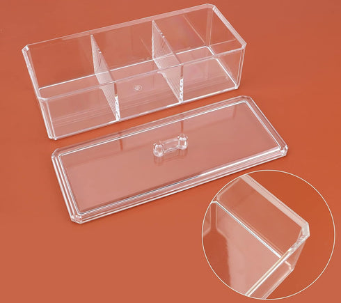 dedoot Plastic Drawer Organizer, Clear Acrylic Vanity Desk Storage with 3 Compartments for Makeup and Jewelry