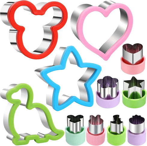Sandwiches Cookie Cutter Set, Mouse, Dinosaur, Heart, Star Shapes, Food Grade Cookie Cutters for Decorating Food