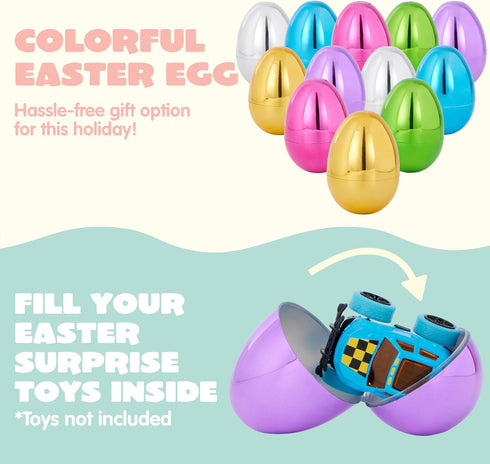 3.15" 48PCS JOYIN Metallic Easter Eggs, Shinny Plastic Eggs Colorful Bulks for Easter Hunt, Filling Treats, Easter