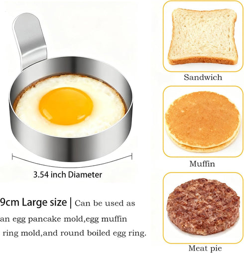 NOVAFUSE Set 4 of Fried Egg Moulds, Stainless Steel Egg Rings, Omelette Mould, Pancake Mould