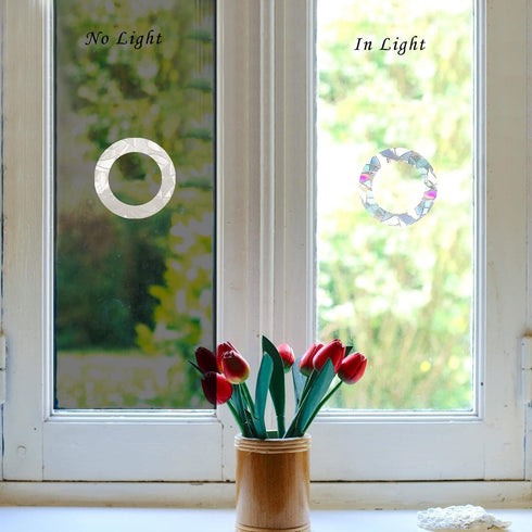 Ring and Circle Static Window Clings Anti Collision Window Decals for Bird Strikes, Glass Alert Stickers, Stop Birds Flying into Windows, Set of 35