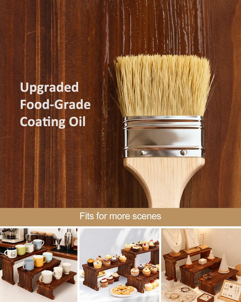 3 5.9" Countertop Tier Table Top Plant Stand, Flower Shelf Holder Rack, Wood Display Stand for Window