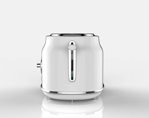 CULINARY CHEF 2 Slice Toaster - Retro Style, Wide Slot for Bread, 5 Adjustable Toast Settings, White