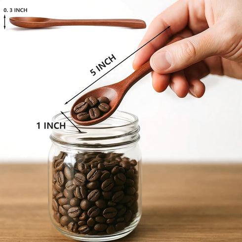 HANSGO 12PCS Dark Brown Small Wooden Spoons, 5 Inches Honey Spoon for Tea, Coffee, Jam, Bath, Sugar, Salts, Spices