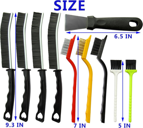10Pcs Crevice Cleaning Tools, Hard Bristle Brush Set for Small Spaces, Household Use for Bathroom Tiles and Kitchen