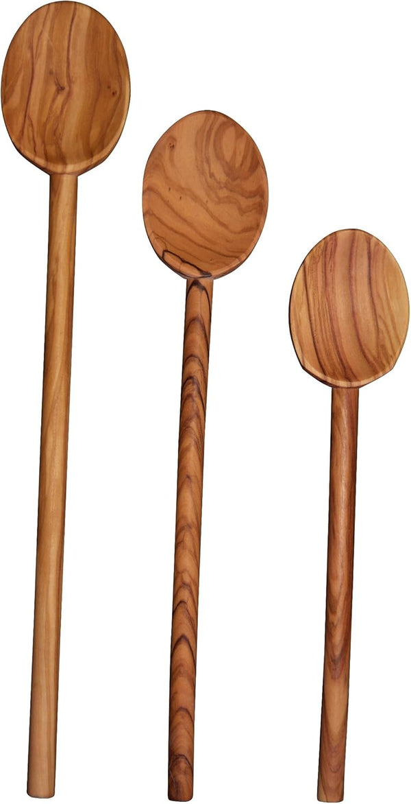 Olive Wood Cooking Spoon Set 10" 12" 14"