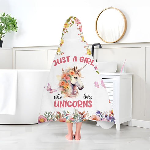 Caiibaoob Swimming Unicorn Hooded Bath Towels for Girls,Soft Cotton Shower Beach Blanket (Unicorn)
