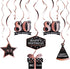 LINGTEER Happy 80th Birthday Decorations - 12 Pcs Black & Rose Gold Foil Swirls Streamer Set for Eighty Years Old Bday
