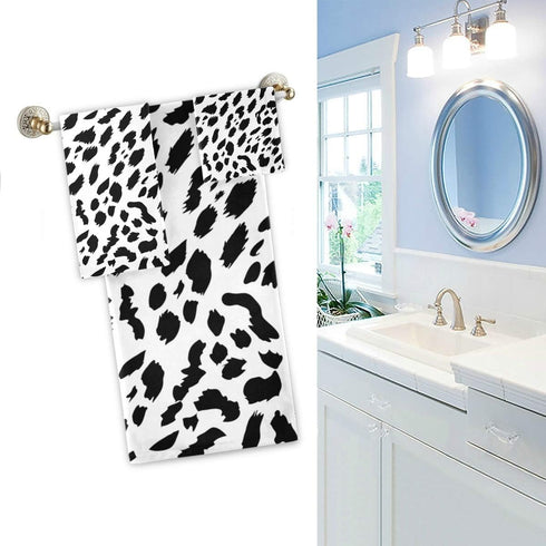 Naanle Set 3 1 Towel+1 Towel+1 Trendy Black and White Leopard Print Soft Luxury Decorative of Towels, Bath Hand