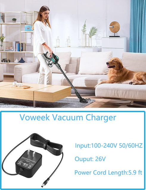 VHBW 26V Vacuum Cleaner Charger for Voweek VW-VC08 VW-VC07 iwoly C150 AC Power Cord Adapter for Greenote GSC50 GSC40,