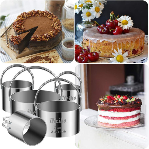 iNeibo Biscuit Cutter Set, Round Shape Cookie Cutters for Pastry Dough Baking, DIY Cake Décor