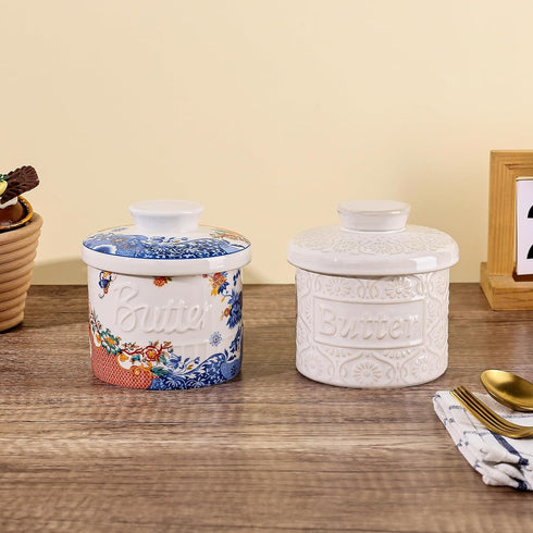 Counter, Butter Crock with Water Line, Ceramic Butter Keeper for French Butter Dish with Lid for Spreadable Fresh