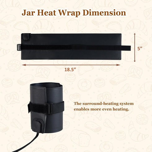 Bunmery Control(41-113) 24H Sourdough Starter Warmer Wrap, Sourdough Starter Jar Heat Wrap, Sourdough Heating Warming