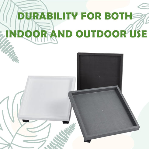 9.8 Inch Square Rolling Plant Caddy Saucer with Wheels, Heavy Duty Wheeled Planter Stand for Potted Plant, Coaster