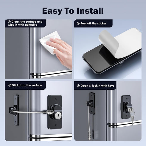2 Pack Child Proof Refrigerator Door Lock for Kids, White Fridge Lock for Kitchen Freezer, Cabinets, Drawers