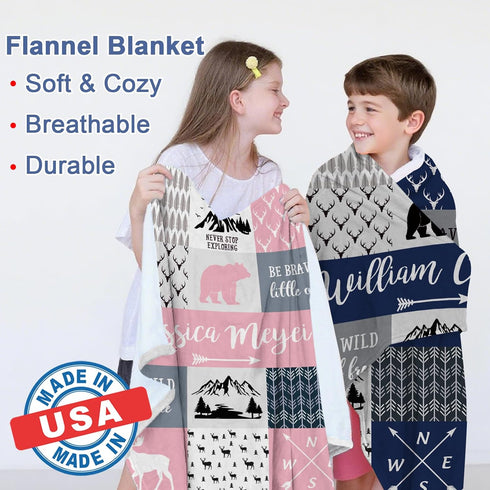 LASTSTA8 Ship Next Day,Ship Next Day,Personalized Baby Blankets for Boys Girls, Custom Flannel Blanket with Name