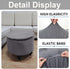 Andreannie Stretch Dark Grey Jacquard Fabric Ottoman Slipcover Floding Storage Foot Stool Covers Soft Round Slipcover