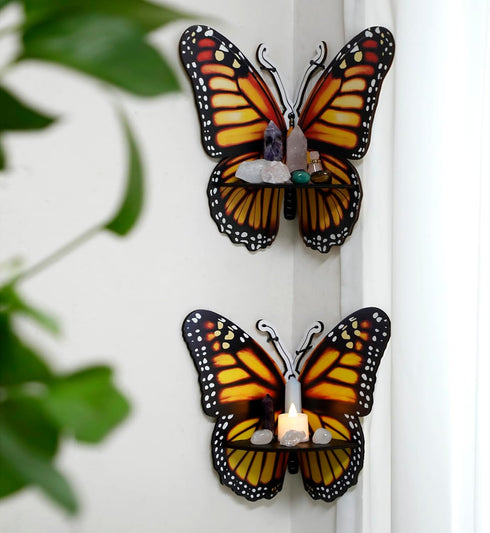 2 Artilady Corner Shelf for Crystal - PCS Boho Cute Butterfly Wall Corner Shelf Crystal Display Shelf Floating Shelves
