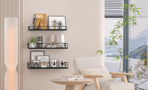 Set 3, 2) Amaoot Floating Shelves of Home Wood Wall Shelf, Farmhouse Shelf for Bedroom, Wall Mounted Floating Shelf