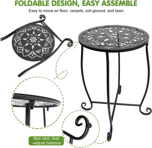 Fashion&cool 2 Pack Outdoor Side Tables for Small Space, Patio Side Table, Weather Resistant Metal Small Round Outdoor