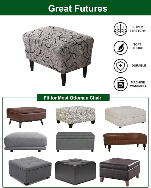 Bottom,51 CRFATOP Ottoman Chair Cover Large Ottoman Chair Slipcovers Solid Rectangle Storage Stool Cover Stretch