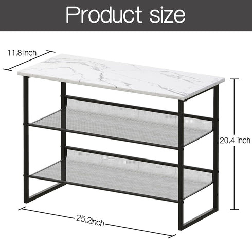 4 3 11.8" 25" 20" Closet Garden you Shoe Rack for Entryway Tiers D x W x H, Metal Shoe Rocks with White Wooden