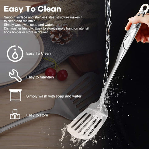 Kitchen Utensils Set, Contains Soup Ladle, Spaghetti Claw, Wok Turner, Slotted Turner, Premium Stainless Steel