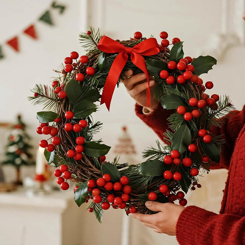Kanxinr 50Pack Christmas Tree Decorations Artificial Berry Stems Red Berry Picks for Xmas Winter Holiday Home
