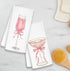 AQYIP 16x24 Inch Set 2 Pink Bow Champagne Kitchen Towels, Coquette Pink Kitchen Decor, Alcohol Gifts Hand Towels