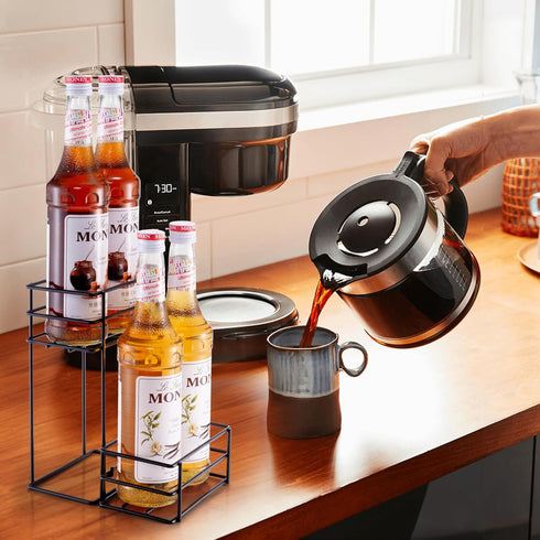 kimilus 4 Bottle Coffee Syrup Organizer Coffee Syrup Rack for Coffee Bar Kitchen Small Wine Rack for Bar Family Storage