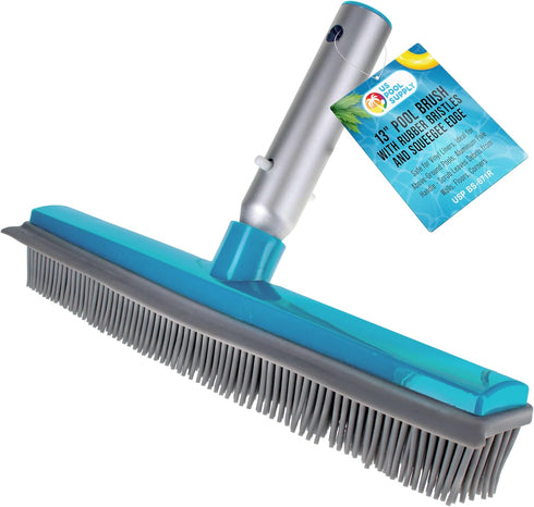 U.S. Pool Supply 13" Pool Brush with Rubber Bristles and Squeegee Edge