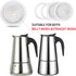 2 Cup Stovetop Espresso Coffee Maker Replacement Parts, 2 Pcs Filter & 4 Pcs Silicone Gasket Seals