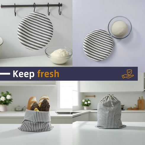 WDJLMLP (12 17.7 (10 Reusable Linen Bread Bag Homemade Sourdough Bread Sourdough Bread Bag x in) + Lined Proofing Cover