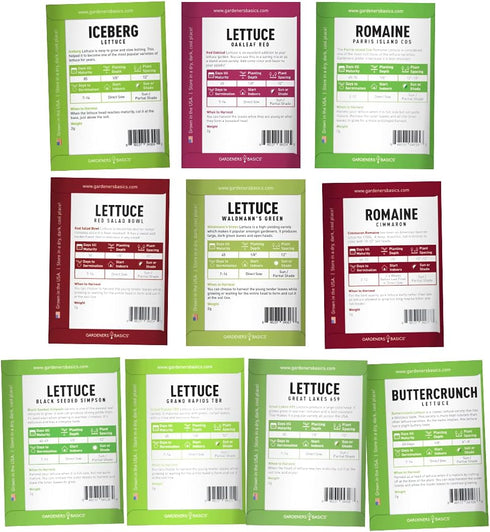 23,000 10 Packs Pack Gardeners Basics, Salad Greens Lettuce Seeds Heirloom Vegetable Seed Seeds for Planting Indoors