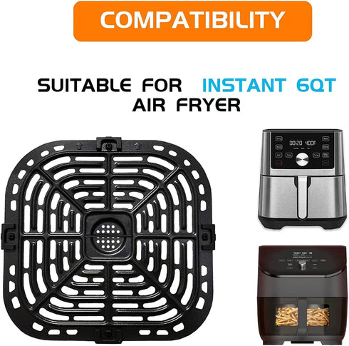 Air Fryer Grill Plate for Instants Vortex Plus Gourmia GAF680/685 6QT Air Fryers, Upgraded Nonstick Air Fryer Crisper Plate Tray Rack for Instants Vortex 5.7QT/6QT Air Fryers, Dishwasher Safe