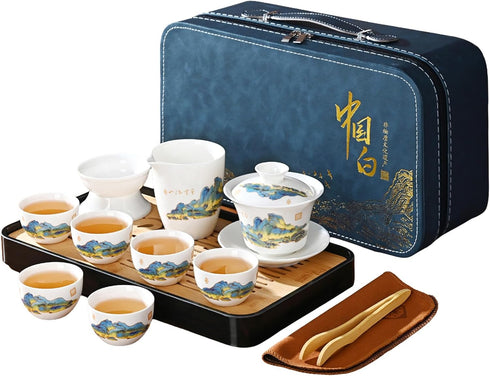 Chinese Tea Set Traditional, Chinese Kung Fu Tea Set for Adults, Gaiwan