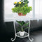 White Metal Plant Stand, 18.5 inch Tall, 2 Tier Potted Holder Rack, Heavy Duty Flower Pot Shelf for Indoor Outdoor