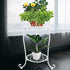 White Metal Plant Stand, 18.5 inch Tall, 2 Tier Potted Holder Rack, Heavy Duty Flower Pot Shelf for Indoor Outdoor