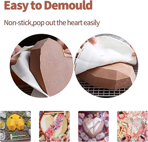 Silicone Chocolate Molds Set, Large Breakable Heart Mold, Hot Cocoa Bomb Mold, Round Oreo Molds for Baking