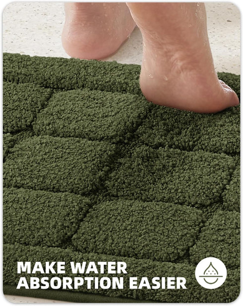 Color&Geometry Green Bath Mat, Non Slip Washable 24"x36" Large Absorbent Bath Mats for Bathroom and Bathtub