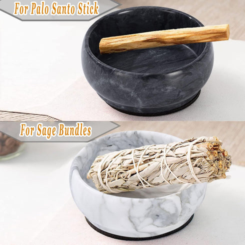 Incense Holder, Brass 9 Holes Incense Burner Ash Catcher for Home Decor, Yoga Spa Meditation (Natural Black Marble)