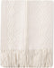 BATTILO HOME Boho Cream Throw Blanket for Couch, Decorative White Blanket Throw for Sofa Living Room, 50"x60"